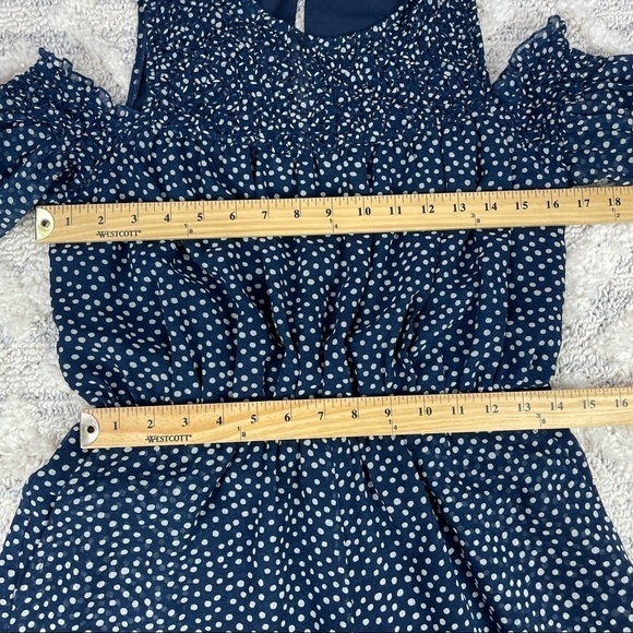 ZARA Sz S JUMPSUIT NAVY/WHITE FLOWING LONG POLKA DOT - Picture 9 of 15